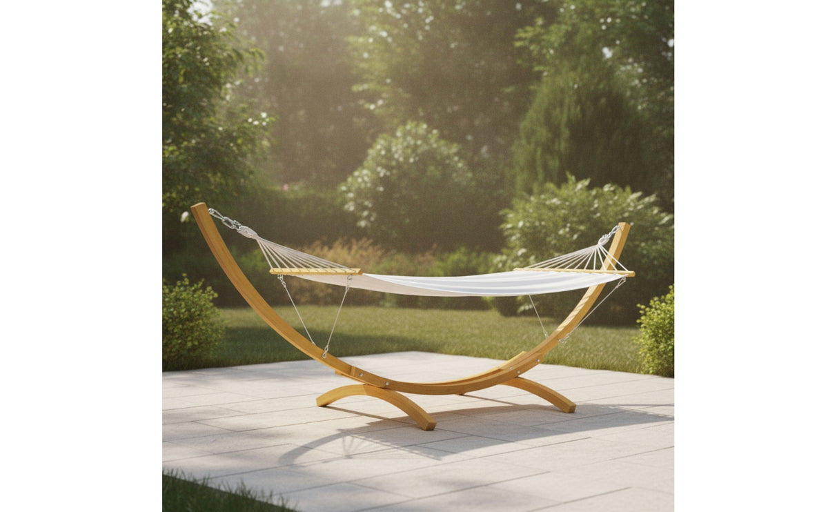 Hammock Bed with Stand Curved Curved Hammock with Stand Weather-Resistant Lounge Chair for Adults, Garden, Poolside, Backyard