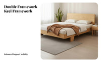 Solid Wood Construction Wooden Platform Bed Minimalist Design Bedroom Furniture Natural Finish Bedstead No Box Foundation Needed for Couples, Homeowners, Students, Guest Room, Apartment, Hotel