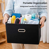Storage Boxes with Lids and Metal Handles for Wardrobe Organisation, Faux Leather Cube for Bedroom, Heavy Duty Foldable Design