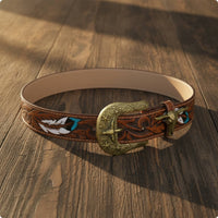 Belt with Bull Skull Buckle Country Belt with Bull Head Buckle Rugged Apparel for Men, Cowboys, Rodeo, Costume Parties