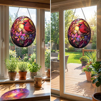 Easter Window Hanging Light Catching Stained Glass Effect Egg Easy to Hang Cross Egg Ornament for Holiday Decorators, Homeowners, Panes, Porch, Door