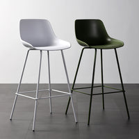 Modern Minimalist Plastic Bar Stool with Backrest and Metal Frame