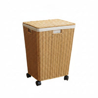 Laundry Hamper with Wheels Woven Rolling Laundry Hamper Lidded for Bedroom