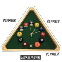 真实台球三角钟表黑八球子数字显示挂饰电子表桌球室专用墙壁配件