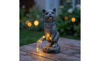 Solar Resin Dog Statue Outdoor Dog Figurine with Solar Light Self-Charging