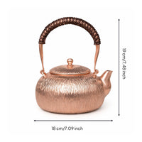 Hammered Teapot Copper-Toned Pot Traditional for Tabletop, Kitchen, Hosts