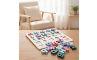 Wooden Letter Puzzle Educational Lowercase Letter Puzzle Pastel Toy for Preschoolers