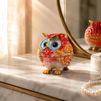 Owl Figurine Trinket Box Faceted Owl Trinket Box Compact