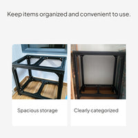 Black Aluminum Aquarium Stand, Adjustable Double Shelf