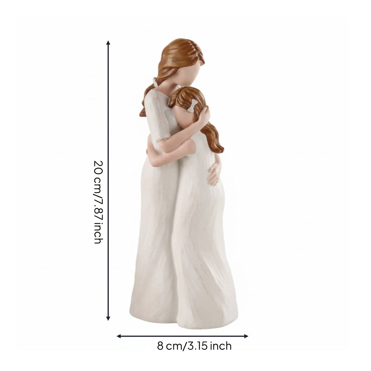 Heartfelt Gift Mother Daughter Statue Symbol of Love Resin Family Sculpture Hand-Carved Design Resin Family Figurine Wood-Look Texture for Mothers, Daughters