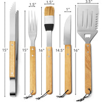 厂家不锈钢烧烤工具竹木盒套装户外BBQ 木柄叉铲夹组合烧烤具全套