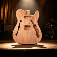 Guitar Body with F-Hole Contoured Instrument Part Unfinished for Luthier