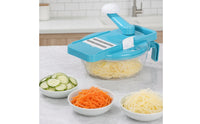 Multifunction Manual Vegetable Cutter with Bowl Interchangeable Multi Blade Mandoline Cutter Space-Saving Manual Vegetable Grater Countertop-Friendly for Home Cooks