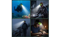 Rechargeable Diving Headlight with Headband USB-C Diving Headlamp Bright Underwater Headlamp Portable for Divers