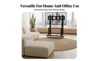 Floor TV Stand with Wheels Heavy Duty Mobile TV Cart Adjustable Viewing Carbon Steel Frame Sleek Wood Finish Suitable for Outdoor Conference Room Showcase Show Home Decoration