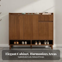 Wooden Footwear Storage Unit Solid Wood Material Entryway Shoe Storage Cabinet Dustproof for Apartment Dwellers, Homeowners, Living Room, Bedroom