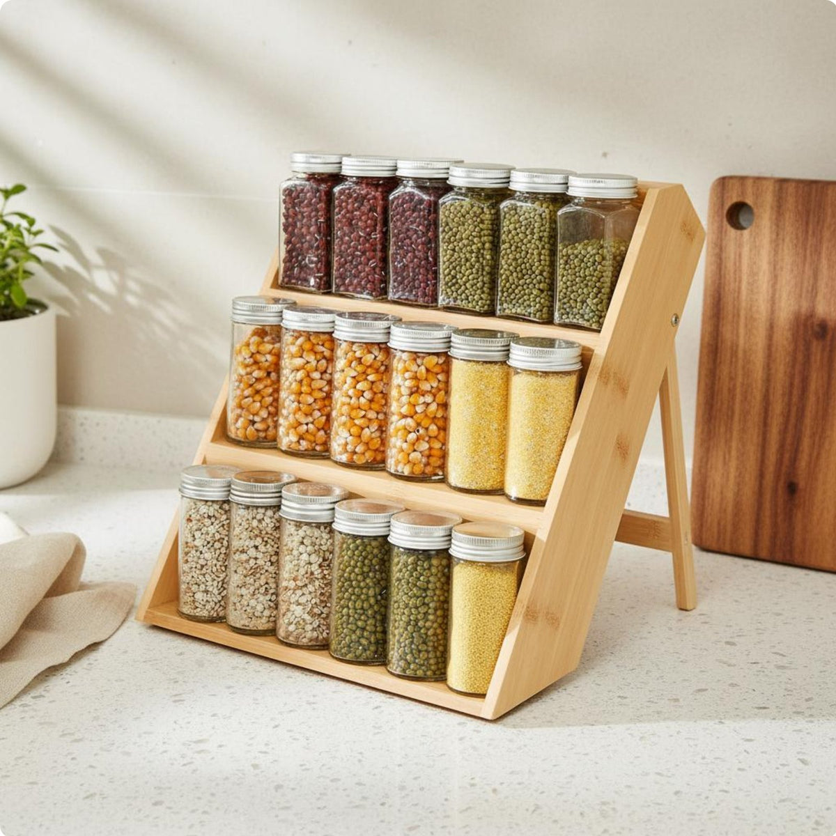 3-Tier Seasoning Rack Stable Design Multi-Layer Display Shelf Widened Shelves