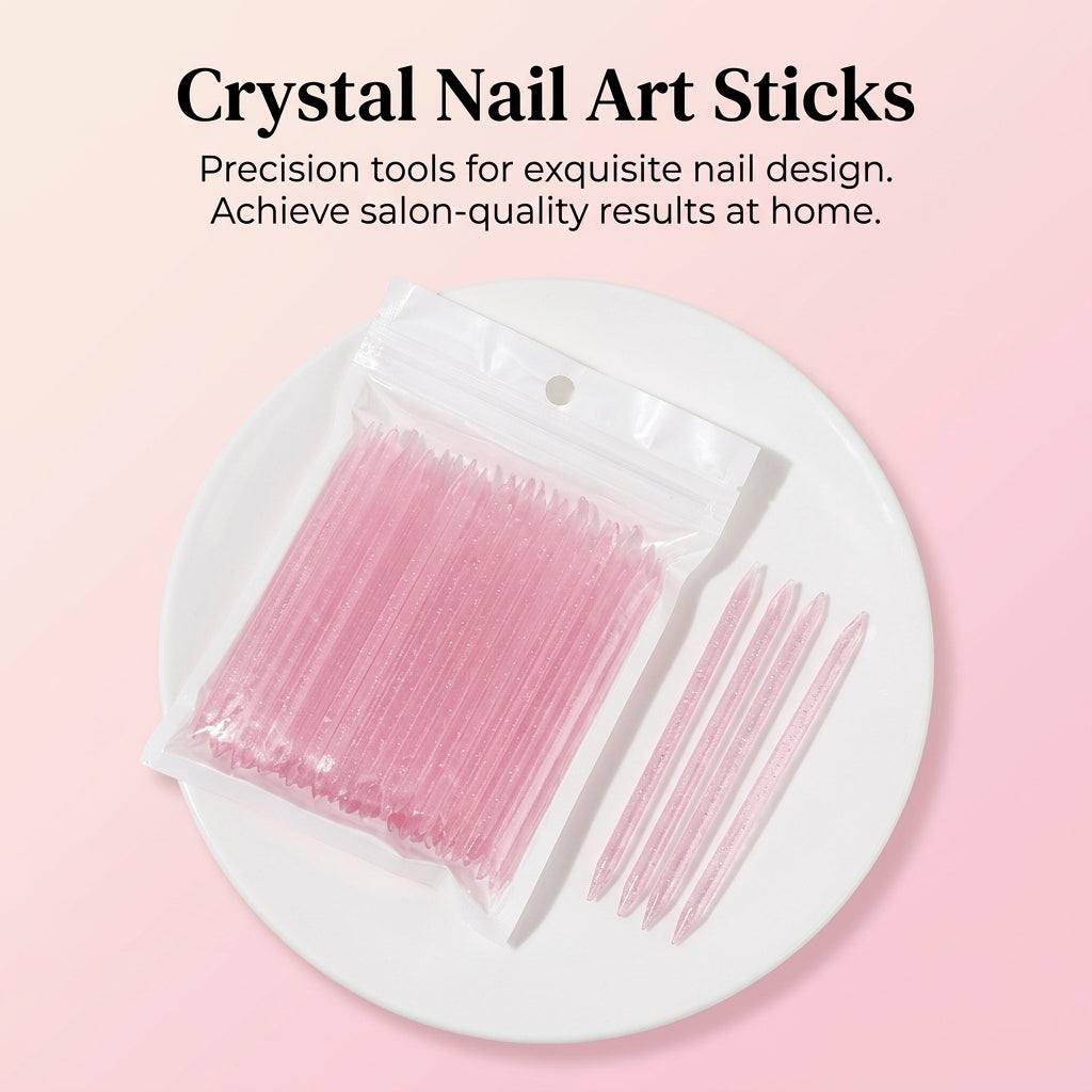 180/240 Grit Emery Boards for Manicure, Crystal Cuticle Pushers for Beginners, Sponge File Accessories, 100 Pieces 7.5cm Kit