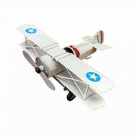 Vintage Biplane Figurine Retro Propeller Plane Model Detailed Finish