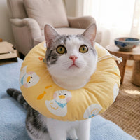 Pet Cone for Cats and Dogs, Cartoon Pet Cone with Drawstring, Textile Donut for Post-Surgery, Anti Bite Lick Barrier