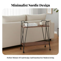 2-Tier Rolling End Table Sturdy Serving Trolley Easy to Clean for Living Room