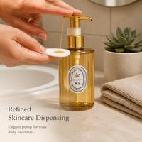 Golden Flat Shoulder Round PET Bottle with Pump Dispenser for Skincare and Cosmetics