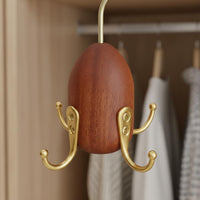 Wooden Wardrobe Hook Compact Four-Hook Hanger Space Saving for Closet