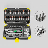 53 Pieces Socket Set with Hard Shell Case Polished Chrome Socket Wrench Set Organized Tool Kit with Hard Shell Case for Vehicle Owners, Garage