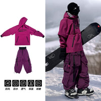 美式加绒加厚滑雪套装男女防风防水单双板滑雪服户外全套时尚雪衣