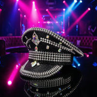 Peaked Hat Studded Sequin Hat with Rhinestones Punk Cap with Spikes for Partygoers, Stage Performances