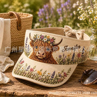 跨境新品Highland Cow Sun Visor Hat个性化花卉高地牛运动遮阳帽