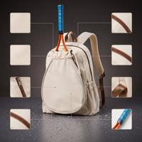 Water-Resistant Racket Backpack Wet Dry Separation Tennis Bag Padded Bag with Bottle Pocket Long-Lasting for Gym