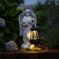 Solar Angel Girl Garden Statue with Lantern - Outdoor Resin Yard Decor Night Light