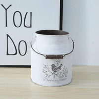 Decorative Iron Pail Distressed Finish Rustic Metal Pail