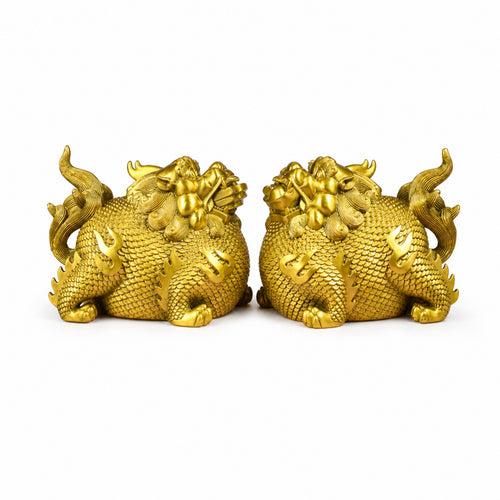 Brass Pixiu Ornaments Chinese-Style Figurines Feng Shui for Office