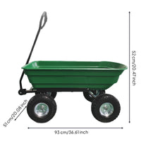 Garden Dump Cart Rounded Four-sidedWheel Utility Cart Multi-Surface Utility Wagon for Gardeners, Homeowners