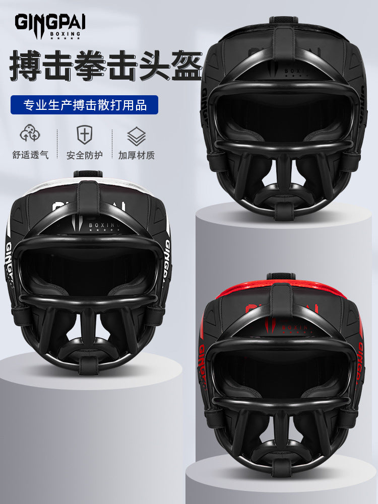 Professional Boxing Helmet for Adults and Children, Men and Women, Sanda, Fighting, Muay Thai, Face Mask Head Guard, Thickened Protective Gear for Tae