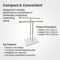 Bathroom Sink Organizer with 2 Tier Display Shelf for Bedroom Vanity, Stable Stainless Steel Dish Cloth Holder for Students