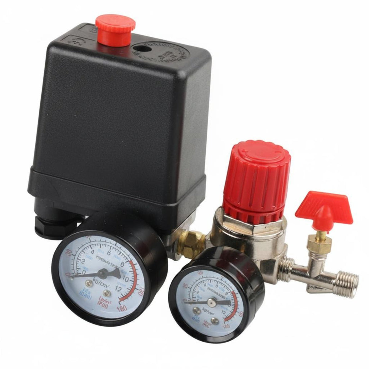 90-120 PSI Air Compressor Pressure Switch Assembly Heavy Duty Air Compressor Control Switch with Gauges