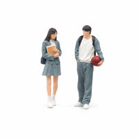 Tabletop School Grounds Couple Model Compact Miniature Landscape Model Realistic Couple Figurine Small for Hobby Shelves, Photography Setups