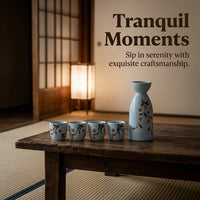 Japanese Ceramic Sake Set, Rich Floral Porcelain