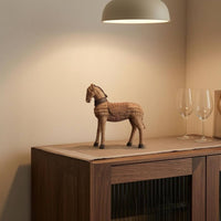 Wicker Horse Figurine Standing Home Decor Detailed Design