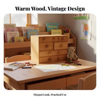 Multi-Drawer Mushroom Desk organizer Cute Design Desktop Organizer Retro aesthetic Stationery Holder Multifunctional for children, Students, Office Workers