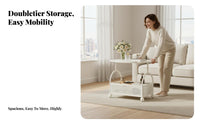 2-Tier Rolling End Table Cream design Utility Cart Easy to Move for Homeowners