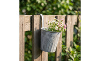 Hanging Flower Pot Distressed Plant Pot with Hook Ribbed for Fence, Patio