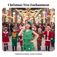 PerformancePrepared Christmas Tree Dress Set celestial Headband Included Christmas Tree Costume Big rear ribbon Festive Attire Tulle Skirt for female children, Kids, young children, School performance, festive celebration