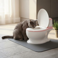 Large Capacity Miniature Toilet Water Bowl Anti-Tip Toilet Shaped Pet Bowl Easy to Clean Novelty Pet Water Dispenser Promotes Hydration for Cats, Dogs