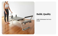 Multi-Functional Foldable Pilates Reformer Multifunctional Home Pilates Training Bed Space-Saving Core Exercise Reformer Machine Easy to Move for Gym