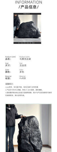 Simulated Black Mountain Stone Floor Decoration