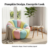 Pumpkin-Shaped Armchair 360° rotate Pumpkin-Shaped Seat with Footstool Soft and Breathable Ergonomic Design for Readers, Bedroom